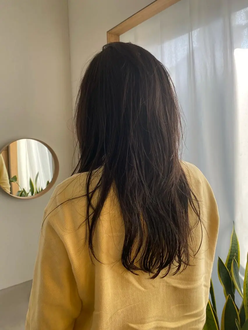 ロング ヘアアレンジ ネイル アイブロウ ブラウン オレンジ 赤色 shoji༄ mikuのヘアスタイル