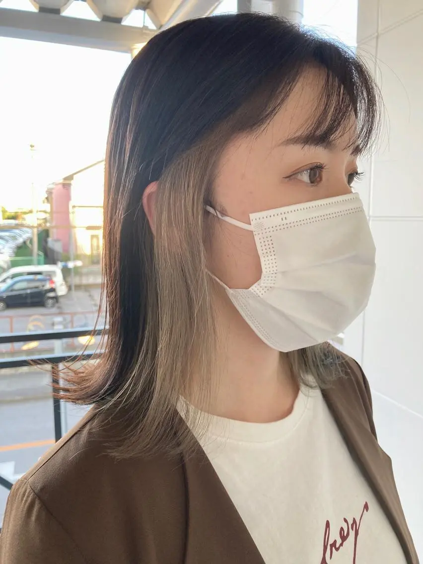 ミディアム ヘアカラー タカツド ユウキのヘアスタイル