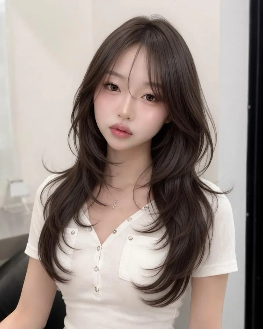 ロング カラー 大人っぽ韓国レディ レイヤー🤍渋谷のヘアスタイル
