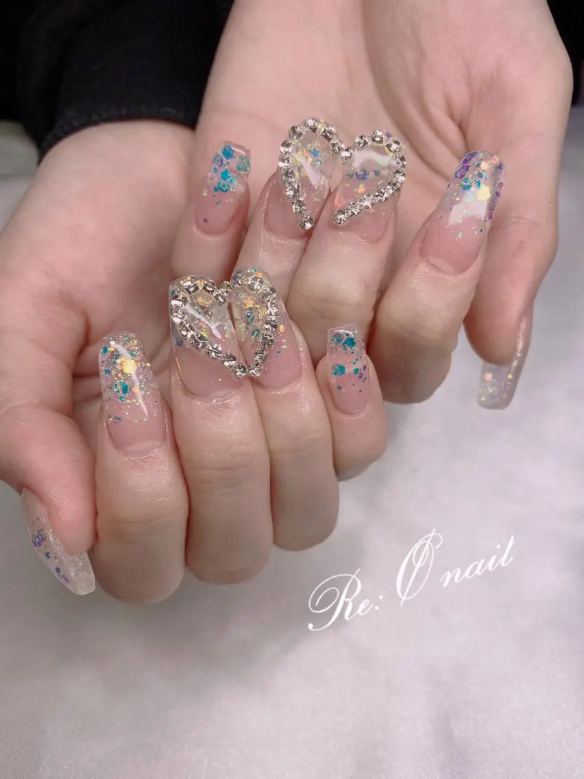 ネイル キラキラネイル ラメ(グリッター) ラメグラデーション スカルプネイル Re:Ø nail 🩵TSUJIのネイルデザイン