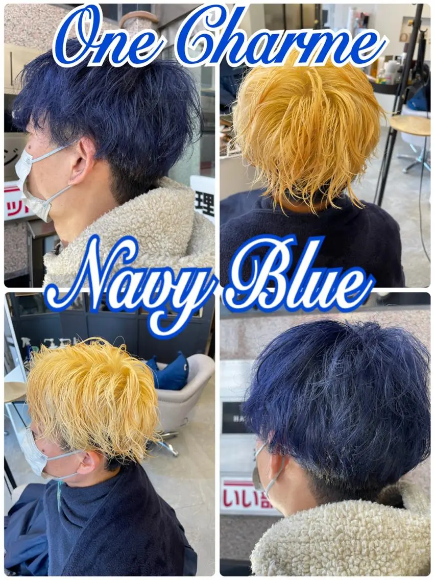 ショート カラー パーマ ブルーカラー ダブルカラー ネイビーカラー 鳴海 悠のその他イメージ