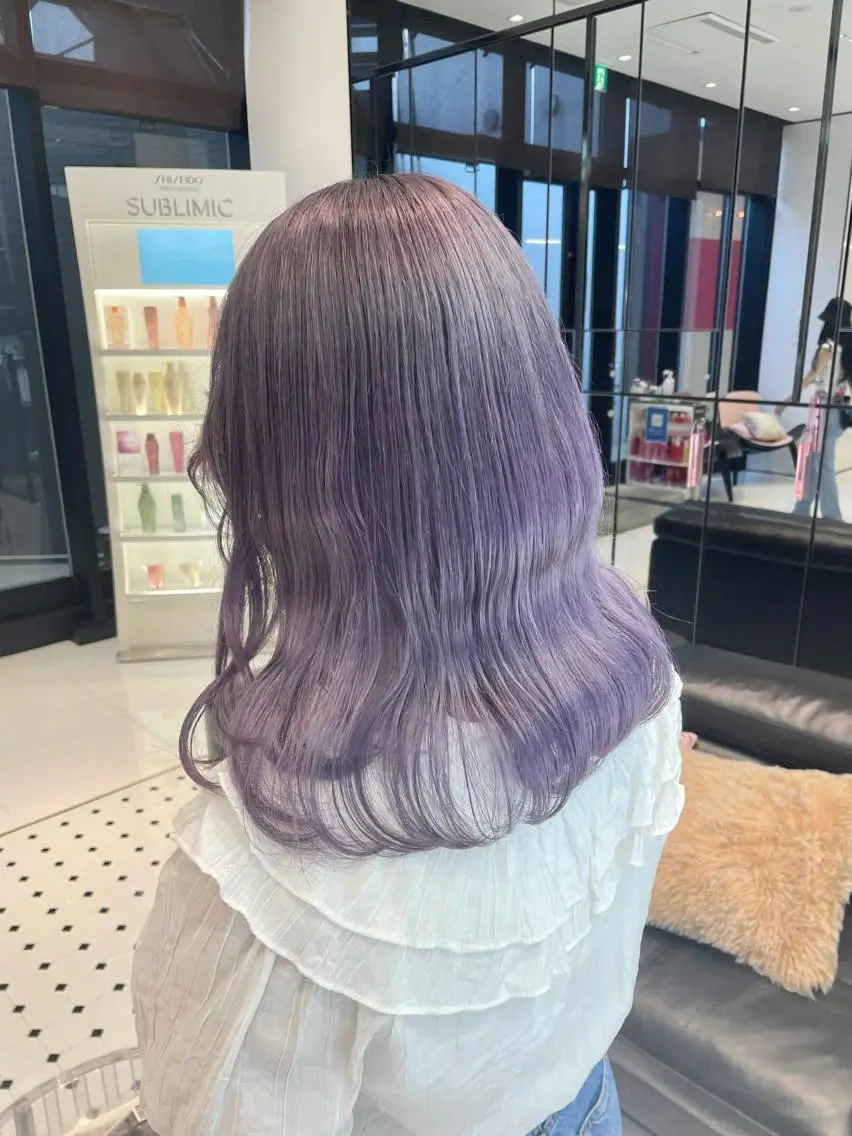 セミロング カラー ヘアアレンジ 🎀透明感カラー 韓国ヘア🎀mahoのヘアスタイル