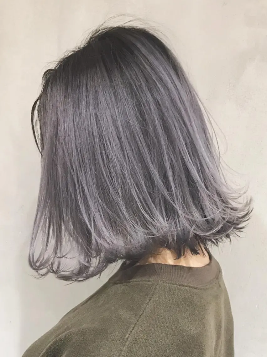 ミディアム カラー パーマ ヘアアレンジ ブルーカラー ブルーグレー カット ヘアカラー トリートメント ITbyALBUM 中野店のヘアスタイル