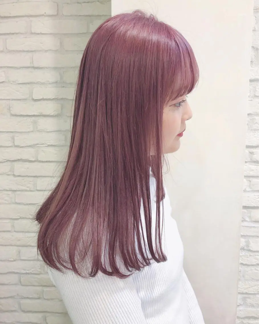 セミロング カラー ブリーチ ピンクカラー HAUS 片山みほのヘアスタイル