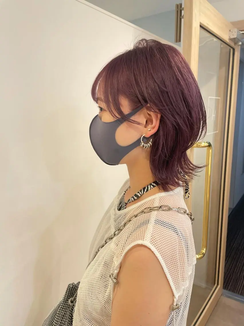 カラー ピンクカラー ピンクパープル 大迫 江梨のヘアスタイル