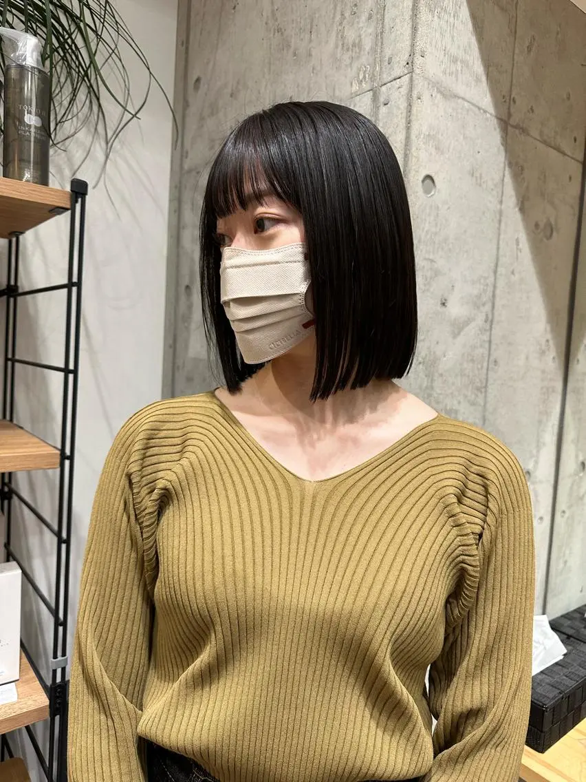 ショート ボブ ヘアカラー トリートメント ✨透明感カラー/縮毛 恵比寿HAYATO✨のヘアスタイル