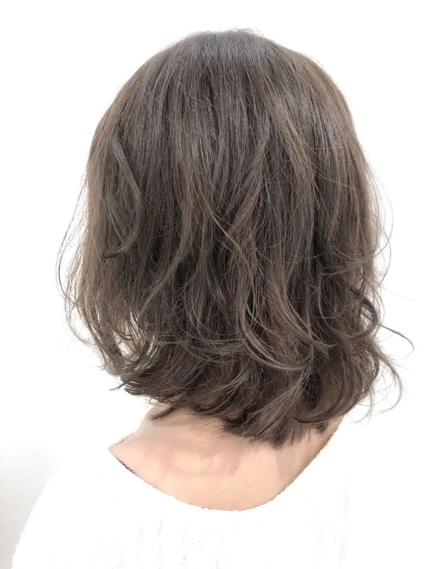 ミディアム カラー カット パーマ 縮毛矯正 チダアキフミ Ash大森のヘアスタイル