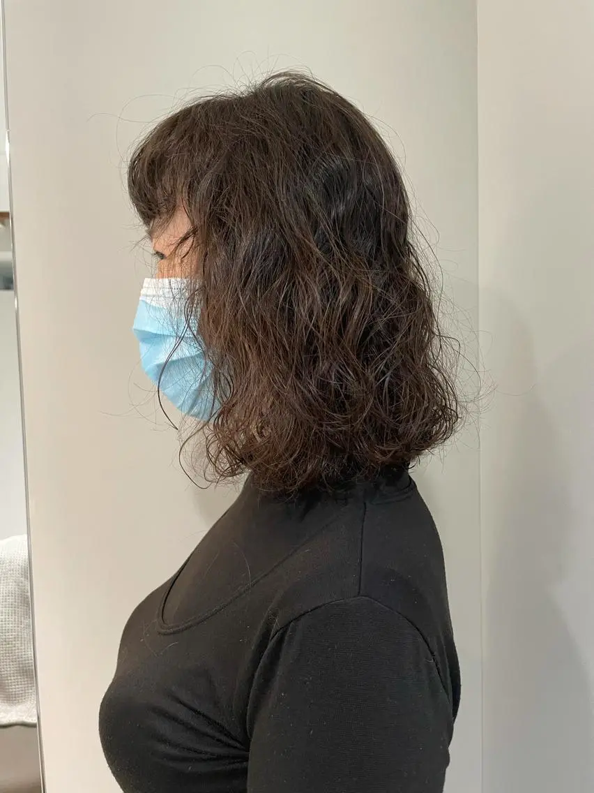 ミディアム パーマ ミディアムパーマ 韓国風ヘア 太田ありさ クリーミーヘアカラーのヘアスタイル