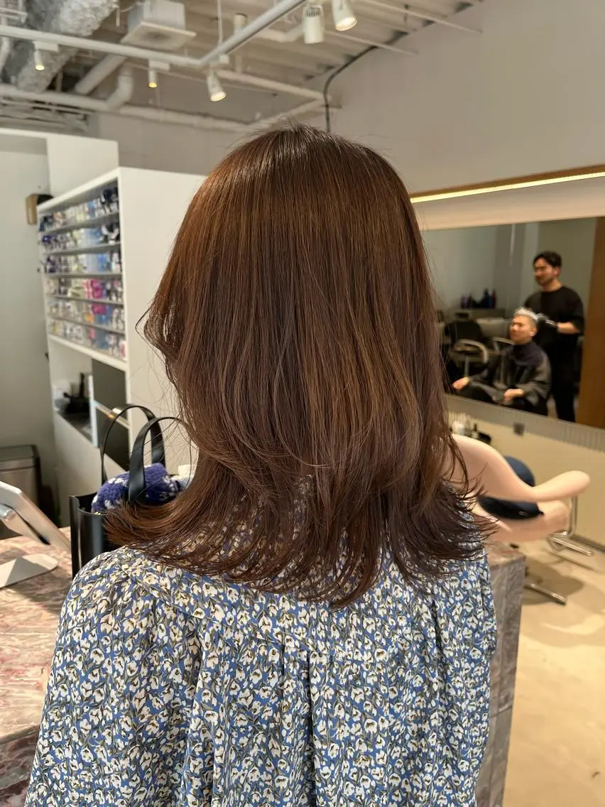 ミディアム カラー カット ヘアカラー トリートメント 池田 寿子のヘアスタイル