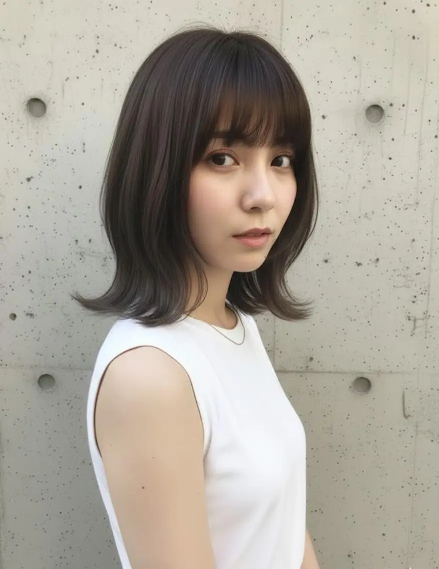 ミディアム 切りっぱなしボブ ボブ くびれヘア レイヤーカット 外ハネヘア 渋谷ハチ公口徒歩3分 🌈ヘアサロンM渋谷のヘアスタイル