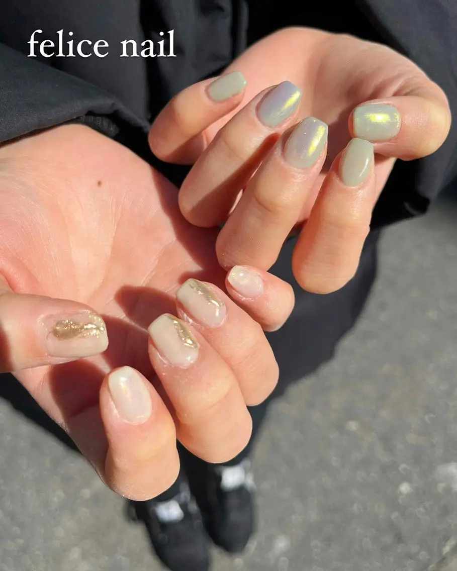 ネイル オーロラネイル パステルネイル felice nailのネイルデザイン