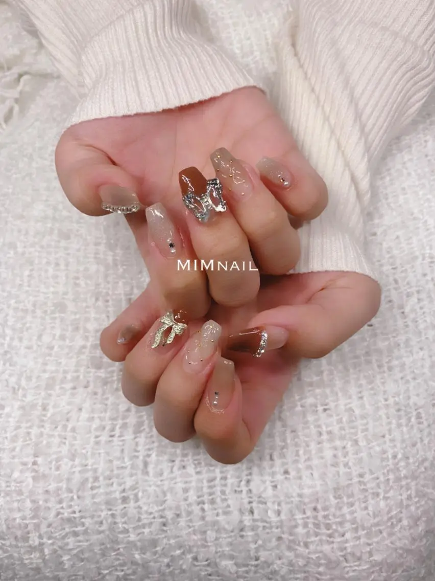ネイル ブラウン グラデーション 韓国ネイル スカルプネイル *･*MIMnail 1号店･*:･*のネイルデザイン