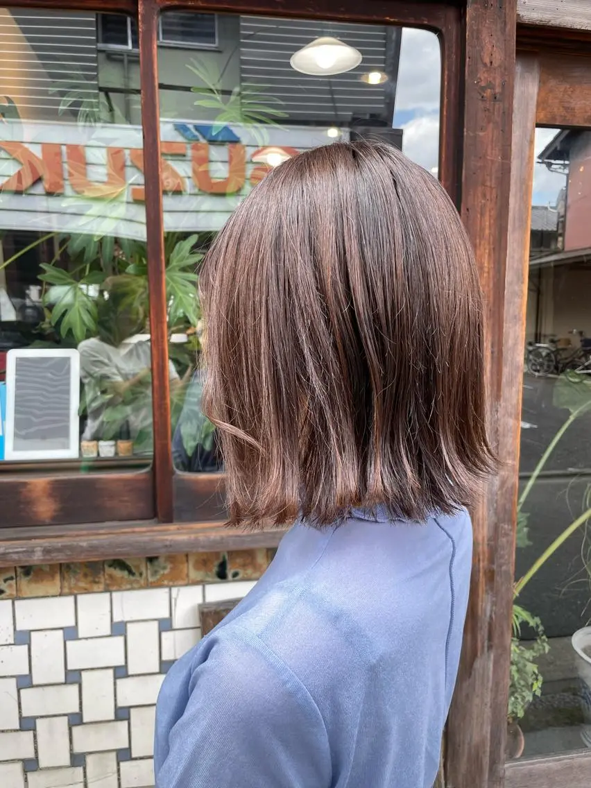 ショート カラー ヘアアレンジ 切りっぱなしボブ ボブ 顔周りカット レイヤーカット Hikari /京都駅美容室のヘアスタイル