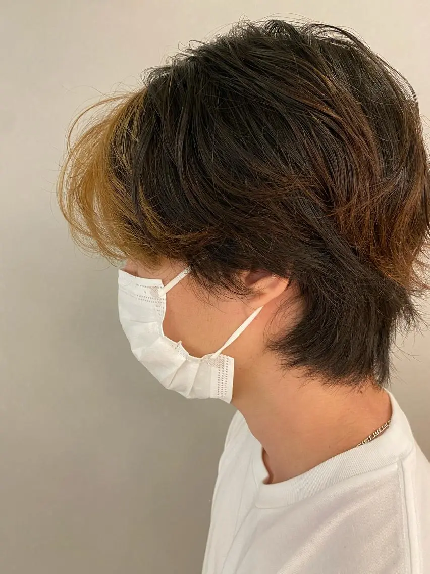 ミディアム カラー メンズ ミストバング フェイスフレーミング unopulir 景山 凌のヘアスタイル