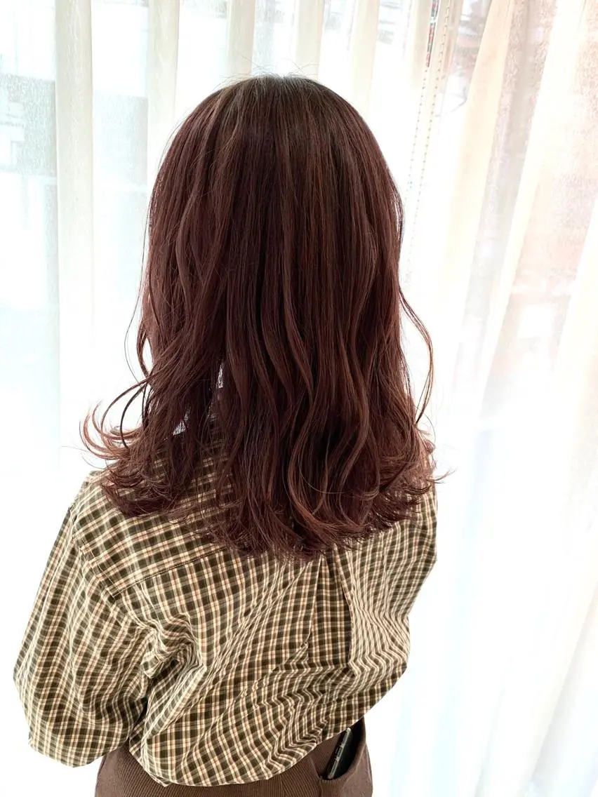 セミロング カラー ブリーチ ピンクカラー ヘアカラー トリートメント ヘッドスパ ✨カラー支持No.1 🧸ワキ カナコ🧸のヘアスタイル