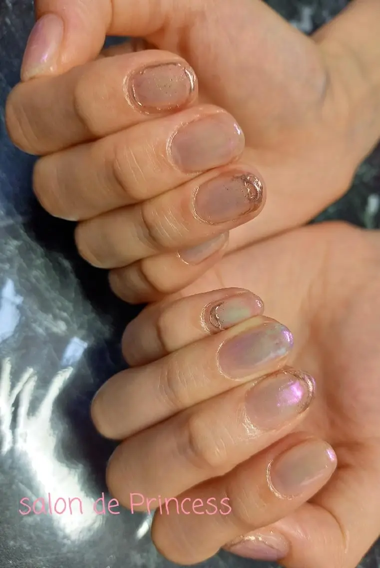 ネイル オーロラネイル クリアネイル salon de  Princessのネイルデザイン