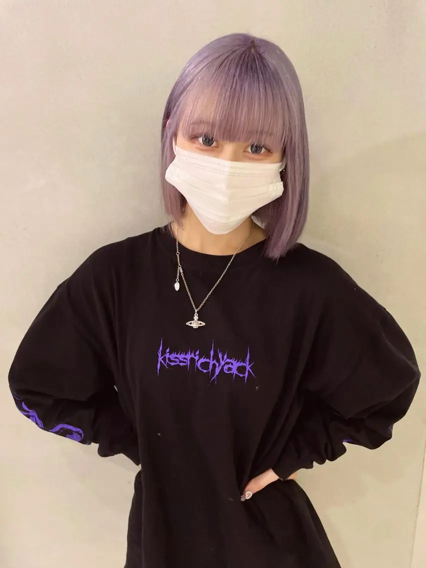 ミディアム カラー ブリーチ ハイトーンカラー ラベンダーカラー 心斎橋/ブリーチ minamiのヘアスタイル