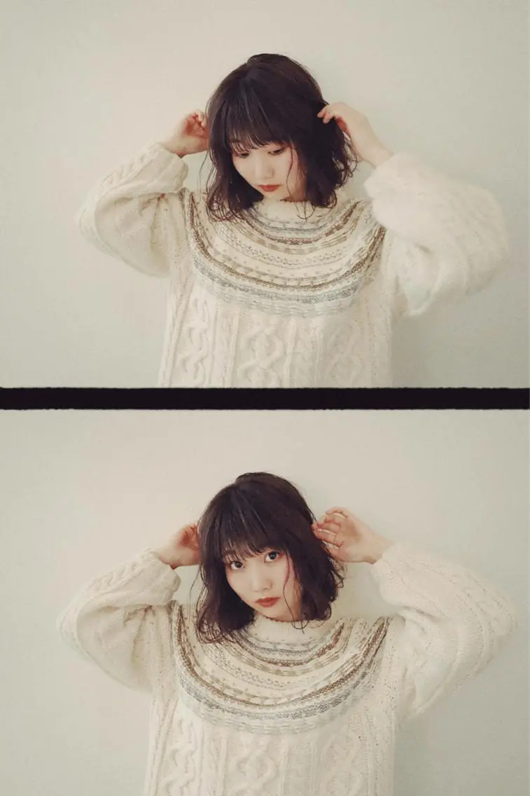 ミディアム カラー カット ヘアカラー 市川 千夏のヘアスタイル