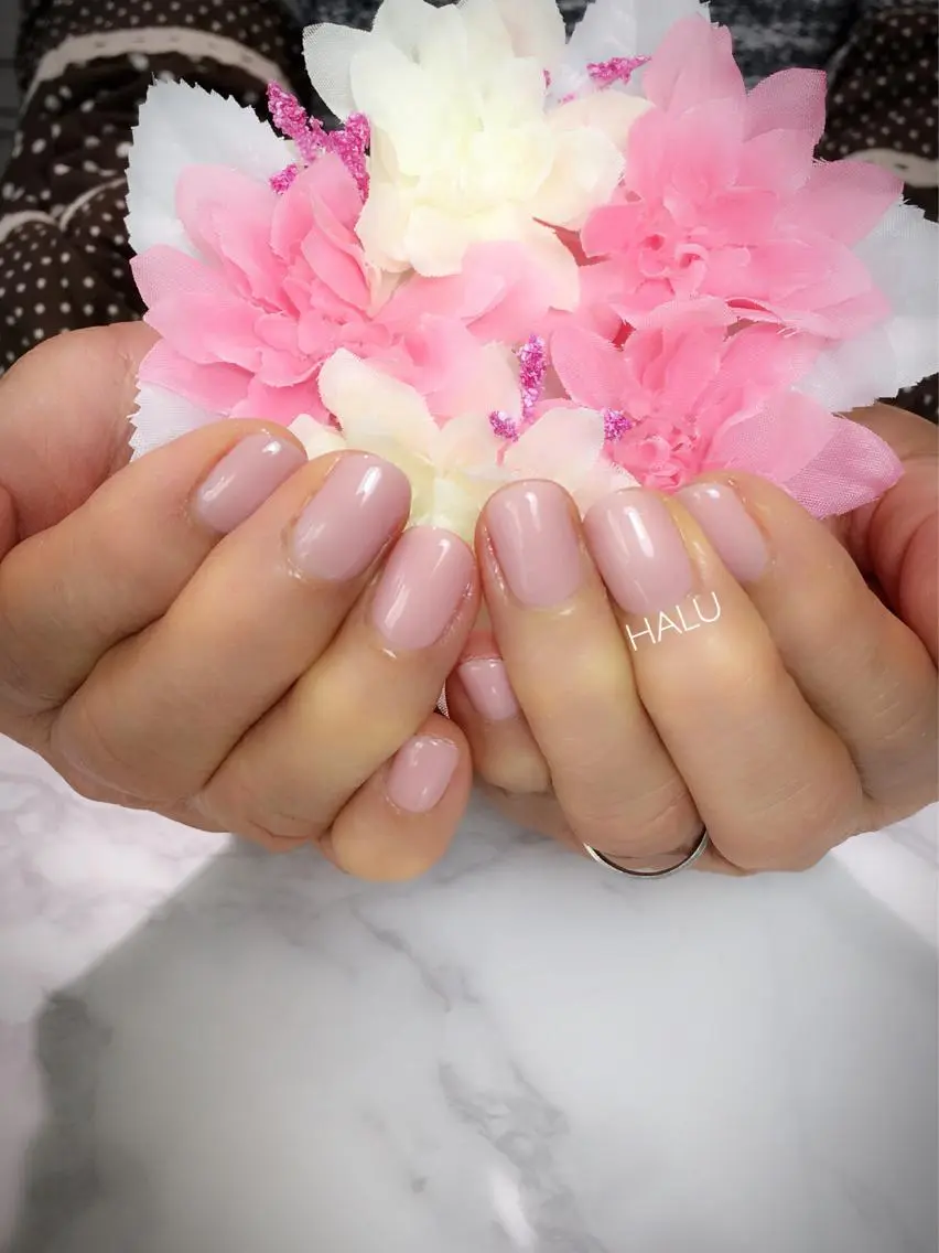 ネイル ワンカラーネイル ピンク シンプルネイル HALU ハルのネイルデザイン
