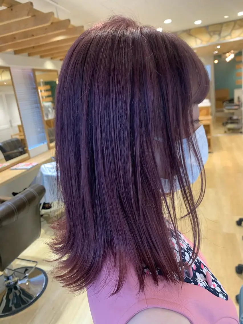 ミディアム ピンクラベンダー ヘアカラー トリートメント 渋谷ハイトーン/ デザインカラー阿部のヘアスタイル