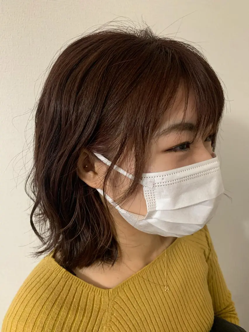 ミディアム ピンクブラウン 河田 寧生のヘアスタイル
