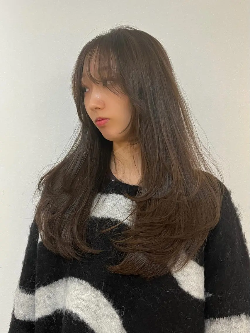 ロング レイヤーカット 韓国ヘア レイヤーカットのヘアスタイル