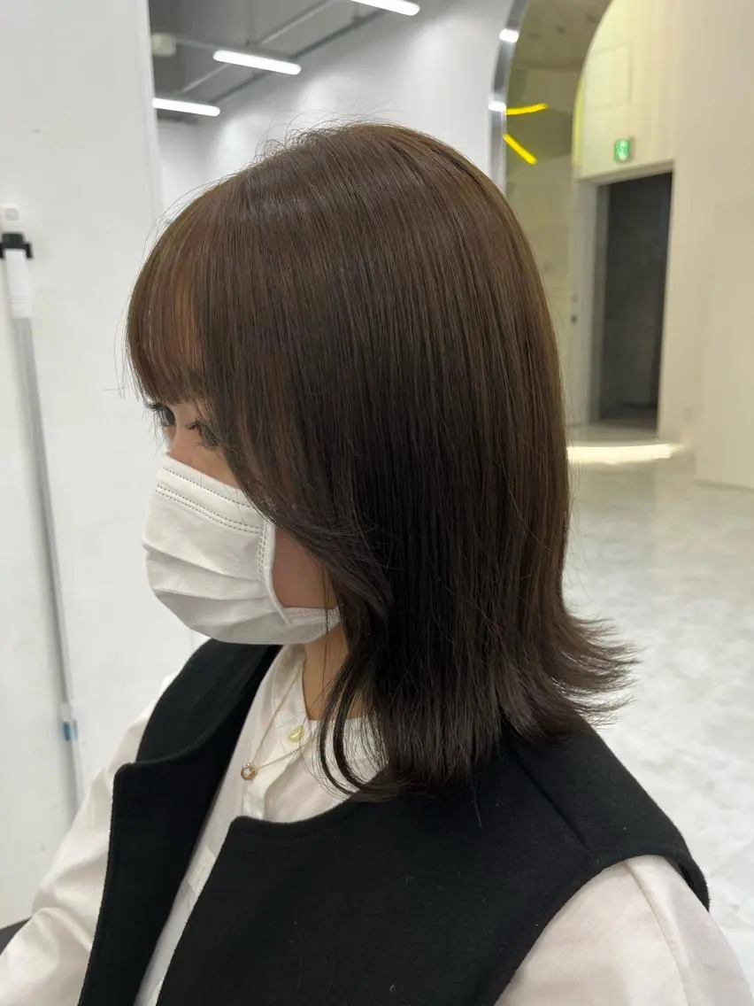 ミディアム カラー ブリーチなし💗 艶カラー 翔太郎のヘアスタイル