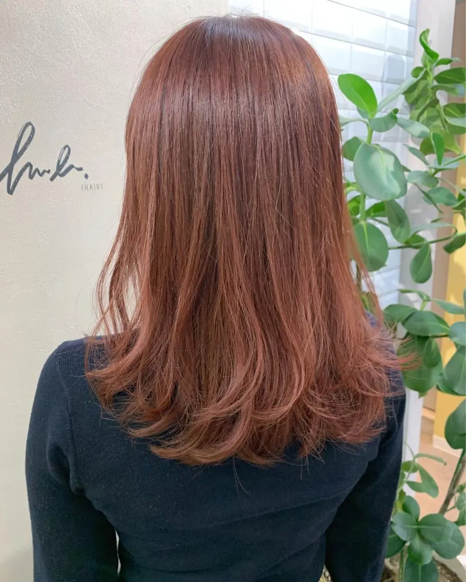 ロング カラー ブリーチ ブラウンカラー ブリーチなしカラー hubhair レイヤー/透明感のヘアスタイル