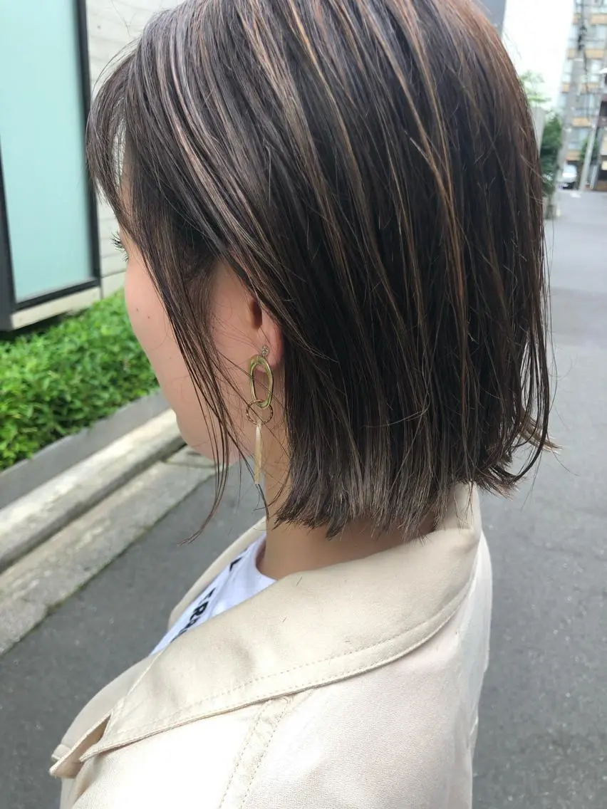 ショート 切りっぱなしボブ ボブ 外国人風カラー ハイライト レイヤーカット ショート職人 美容師【KENTA】のヘアスタイル