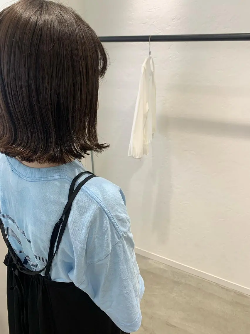ミディアム カラー 切りっぱなしボブ ボブ ブリーチなしWカラー ／レイヤー🎀マリノのヘアスタイル
