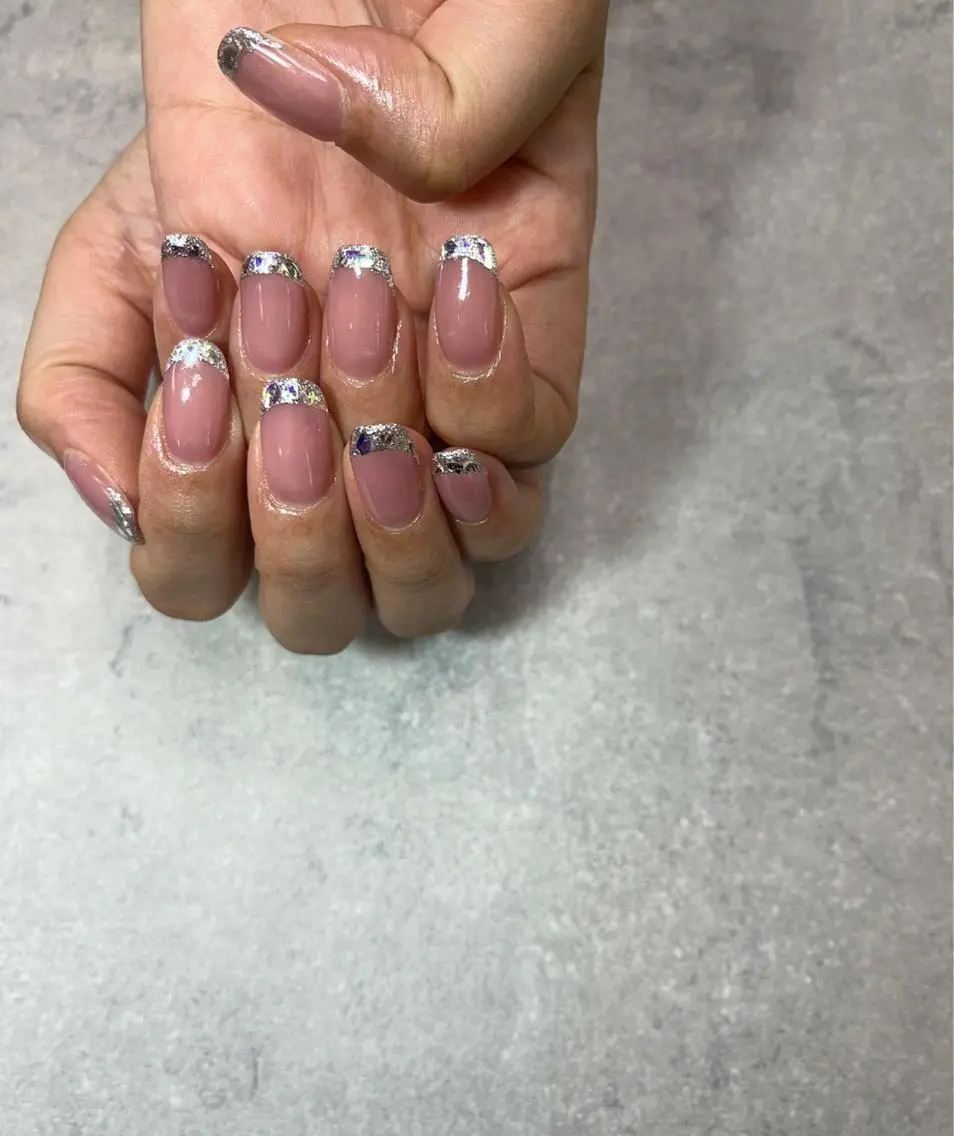 ネイル フレンチネイル ガラスフレンチ ワンカラーネイル ピンク ハンドネイル FASTNAIL PLUS 新宿店のネイルデザイン