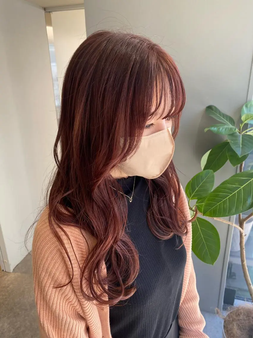 セミロング カラー ヘアアレンジ ブラウンカラー ピンクカラー ピンクブラウン ヘアカラー ボブ /ニュアンス/ satomi🧸💖のヘアスタイル