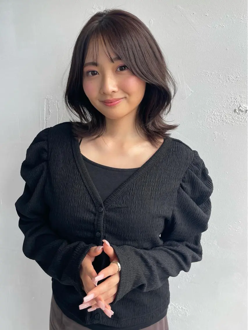 ミディアム くびれヘア カット ヘアカラー トリートメント 中園 祥吾のヘアスタイル