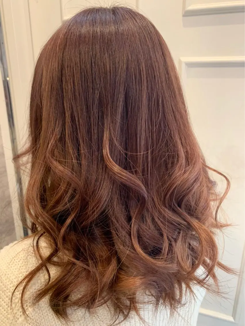セミロング カラー ベージュカラー オレンジ オレンジベージュ 🫟Blanco🫟 Color&Careのヘアスタイル