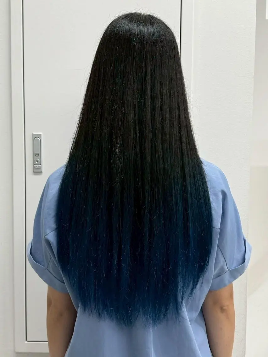 ロング カラー アディクシーカラー アッシュ ブルーカラー ダークアッシュ グレージュ 【公式】amble luxe 中野のヘアスタイル