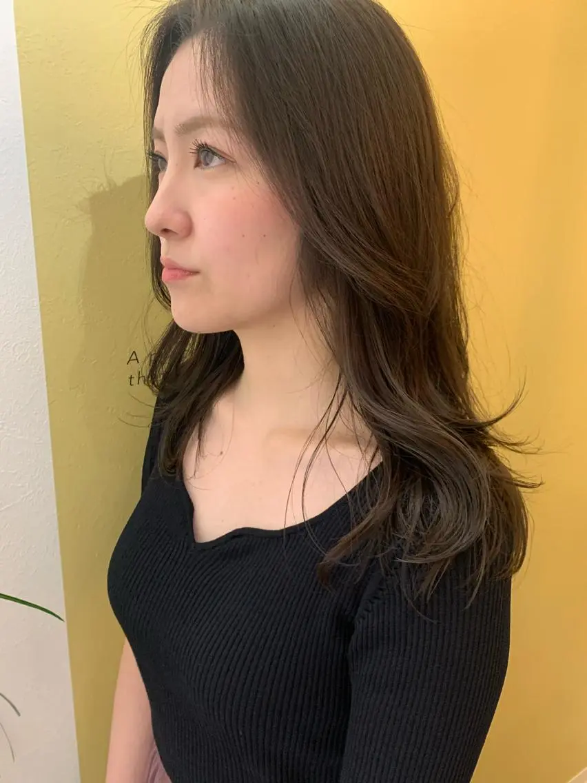 セミロング カラー ベージュカラー ラベンダーカラー ラベンダーベージュ レイヤーカット hubhair レイヤー/透明感のヘアスタイル