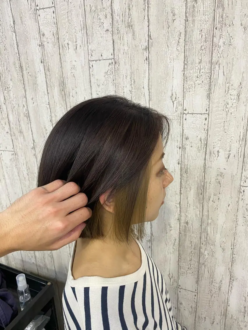 ミディアム カラー ブラウンカラー 勝河 怜楊のヘアスタイル