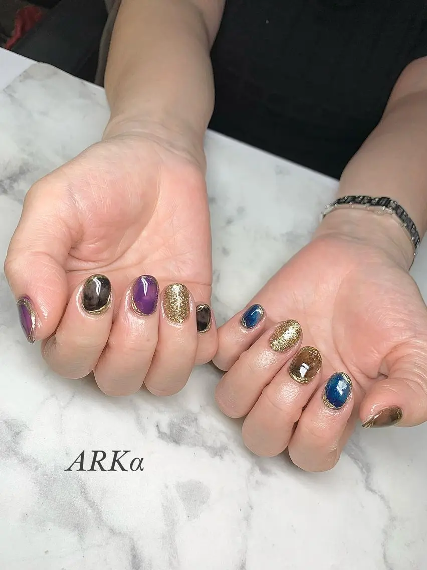 ショート ネイル ミラーネイル ハンドネイル Nailsalon ARKαのネイルデザイン