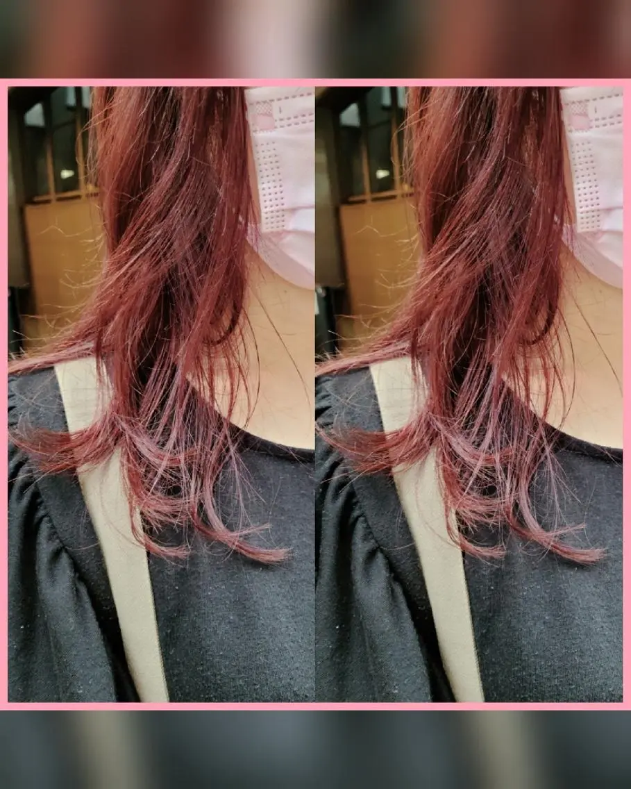 セミロング カラー ベージュカラー ブリーチ ボルドーカラー インナーカラー ラベンダーカラー 田中 孝征のヘアスタイル