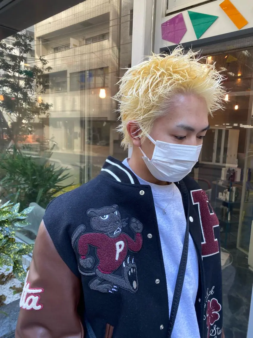 ショート カラー メンズ メンズブリーチ スパイキーショート ブリーチ 抜きっぱなしブロンド ショートヘア Riganuts王子 Hayato✂︎のヘアスタイル