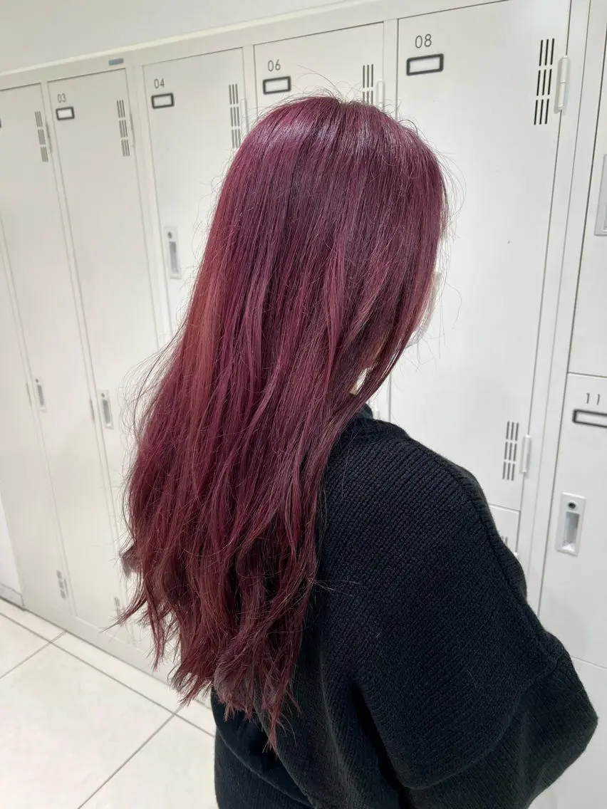 ロング カラー カシス ピンクカラー ヘアカラー トリートメント 【暖色カラー特化】 中山由梨のヘアスタイル