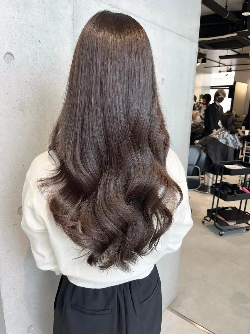 ロング カラー ヘアアレンジ カット ヘアカラー トリートメント 透明感/オリーブ/ グレージュ/YUKAのヘアスタイル