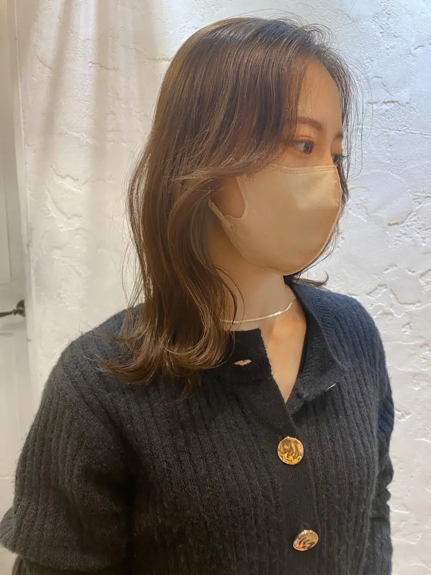 セミロング カラー ベージュカラー オリーブベージュ オリーブカラー 🌟アレンジが似合う カラー🌟Rumiのヘアスタイル