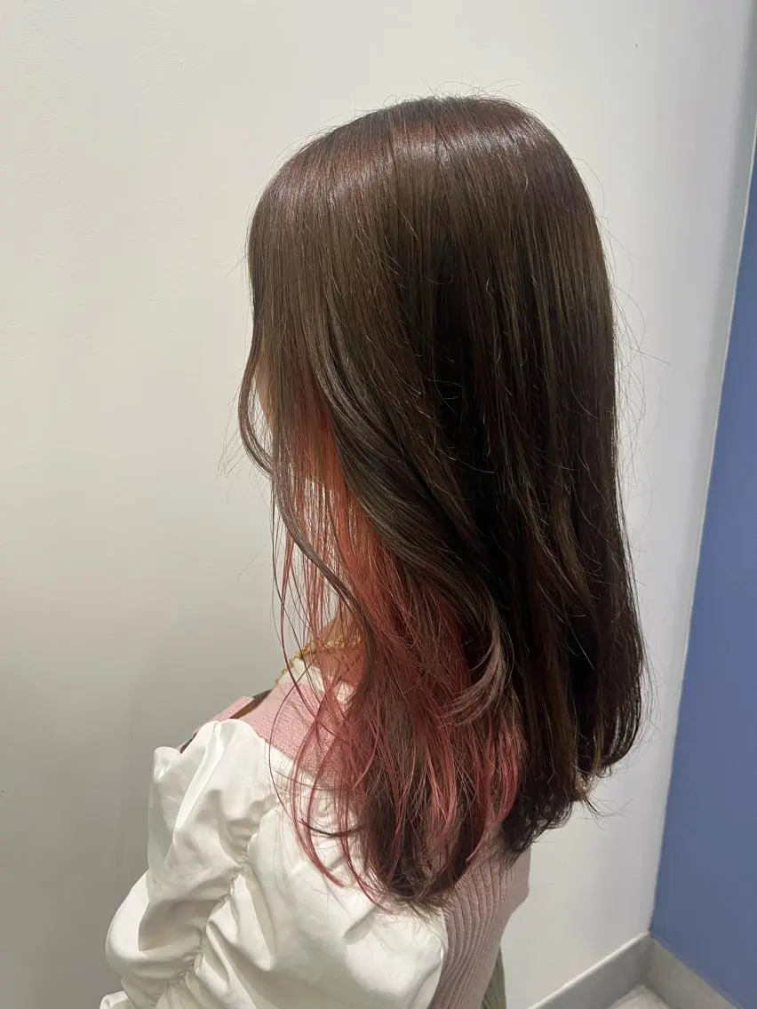 ミディアム カラー ベージュカラー インナーカラー ピンクカラー ✨透明感カラー✨ 🦖佐々木未来🦕のヘアスタイル