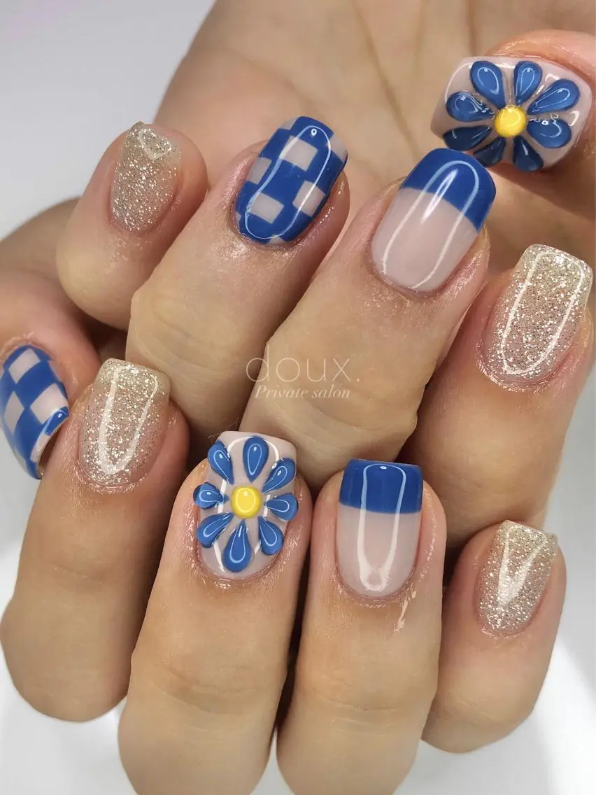 ネイル ブルー 韓国ネイル マグネットネイル ニュアンスネイル ワンカラーネイル doux. nailのネイルデザイン