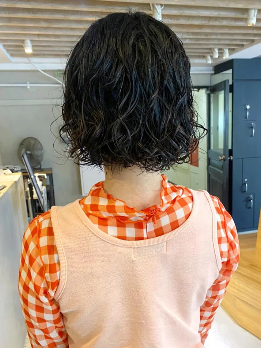 ミディアム カラー パーマ ヘアアレンジ ミディアムパーマ ボブ ITbyALBUM 中野店のヘアスタイル