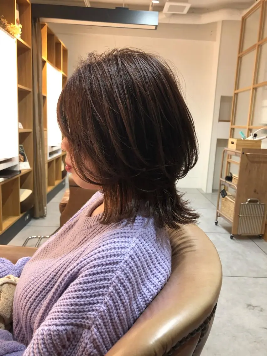 ミディアム レイヤーカット ウルフカット 髪質改善特化 谷口祐綺のヘアスタイル