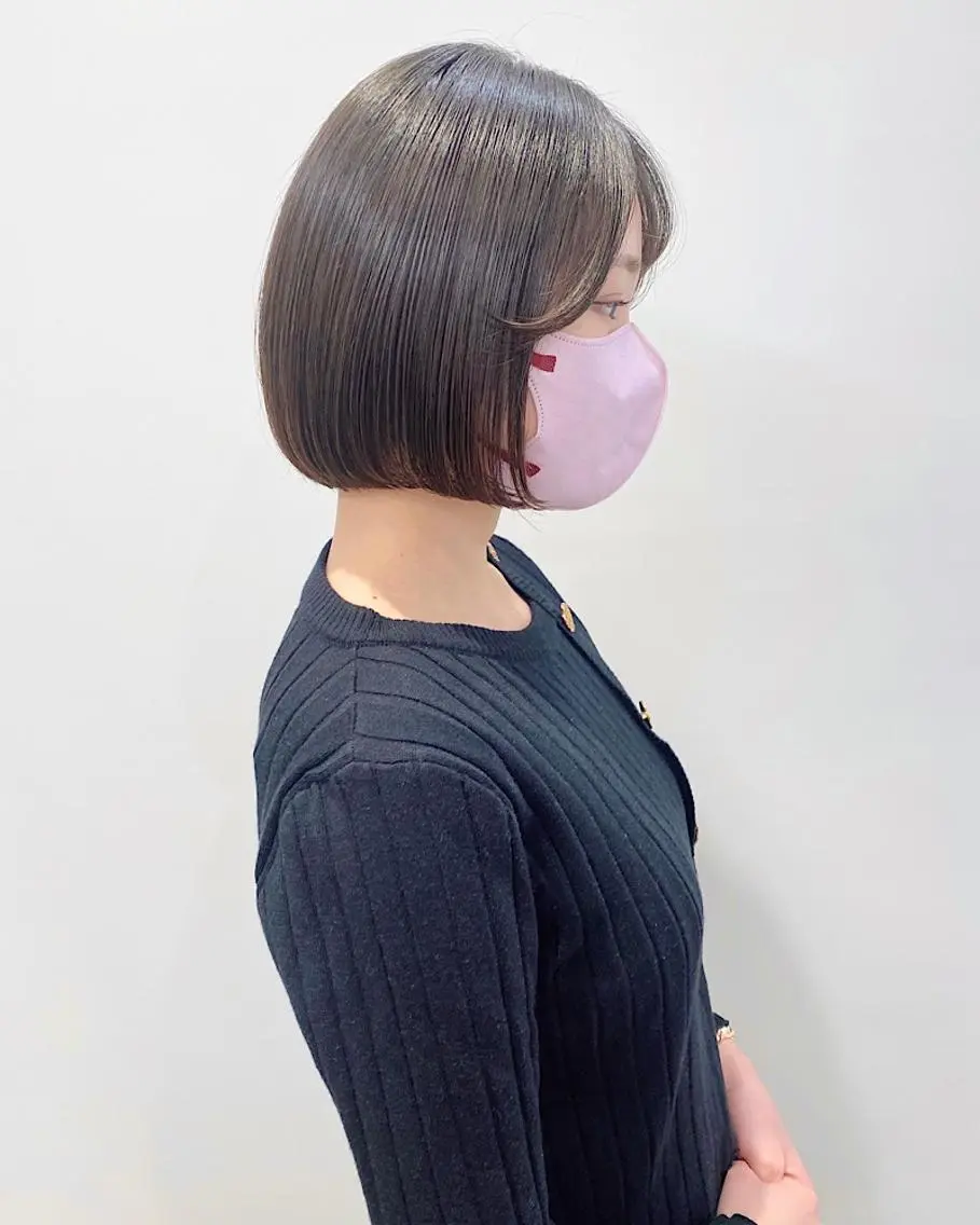 ミディアム 切りっぱなしボブ ボブ 石山 /切りっぱなしボブのヘアスタイル
