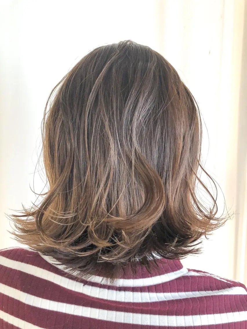 ミディアム カラー ヘアアレンジ ベージュカラー カット ヘアカラー レイヤー×ヘッドスパ ＊保田遥＊のヘアスタイル