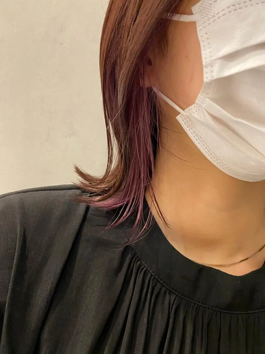 カラー イヤリングカラー ピンクカラー ふじ ここなのヘアスタイル